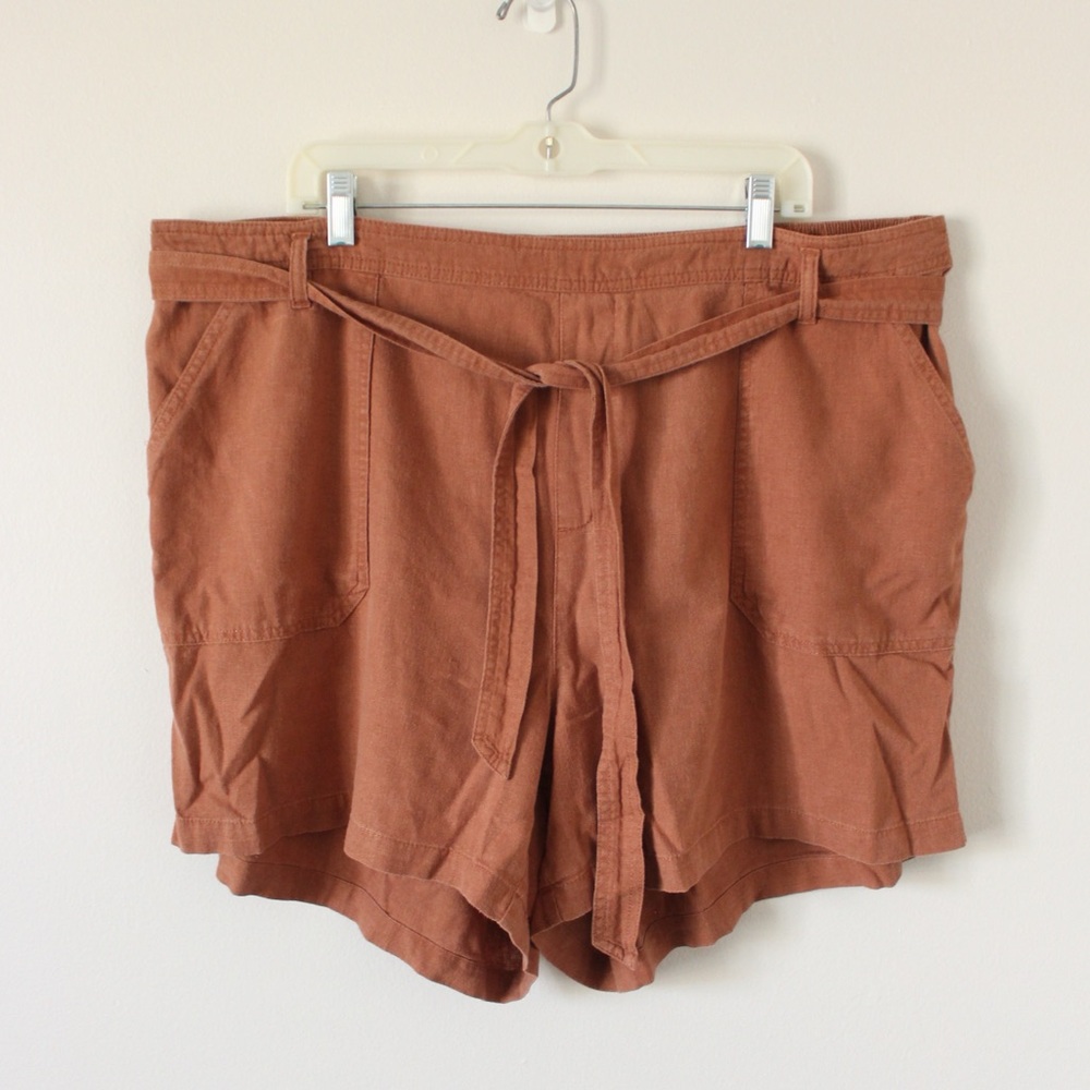 Terracotta Linen Blend Shorts